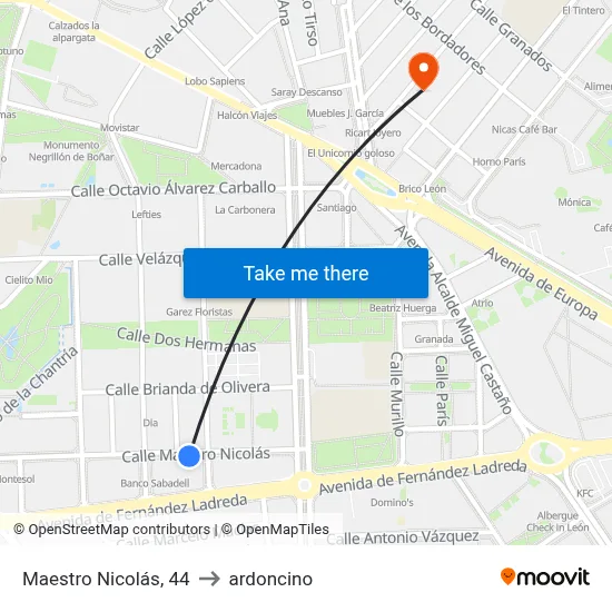 Maestro Nicolás, 44 to ardoncino map