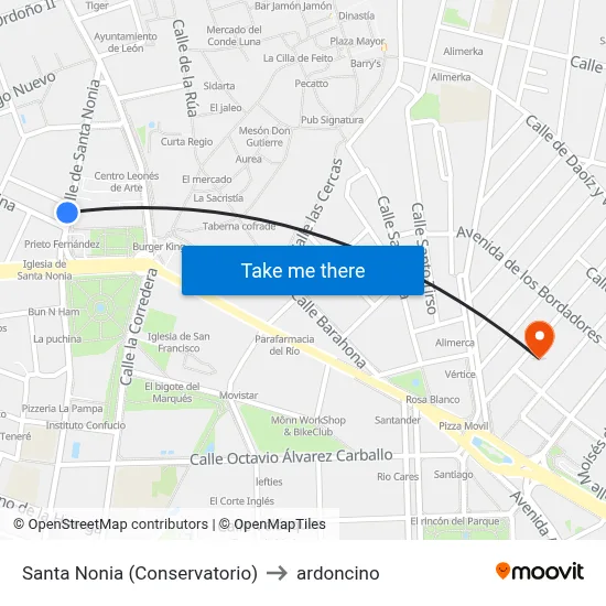 Santa Nonia (Conservatorio) to ardoncino map