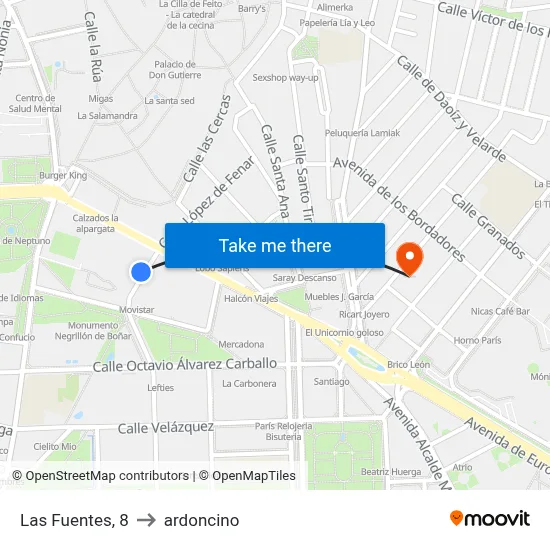 Las Fuentes, 8 to ardoncino map
