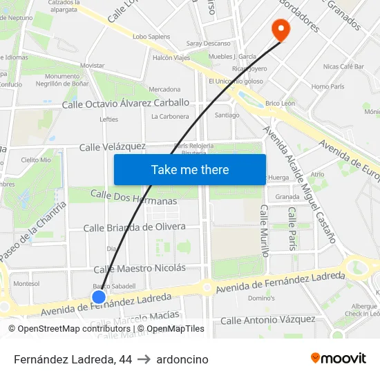 Fernández Ladreda, 44 to ardoncino map