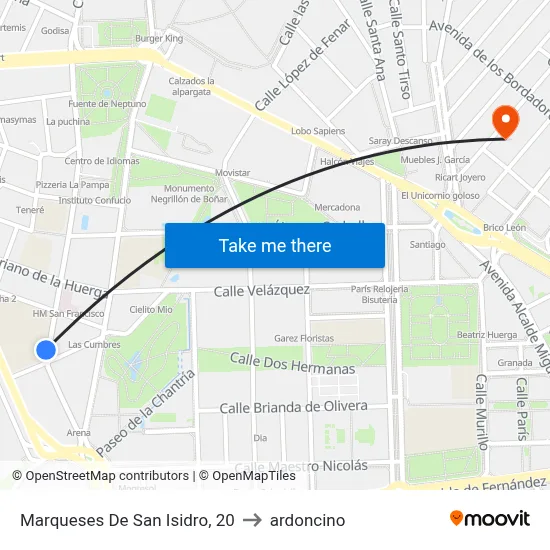 Marqueses De San Isidro, 20 to ardoncino map