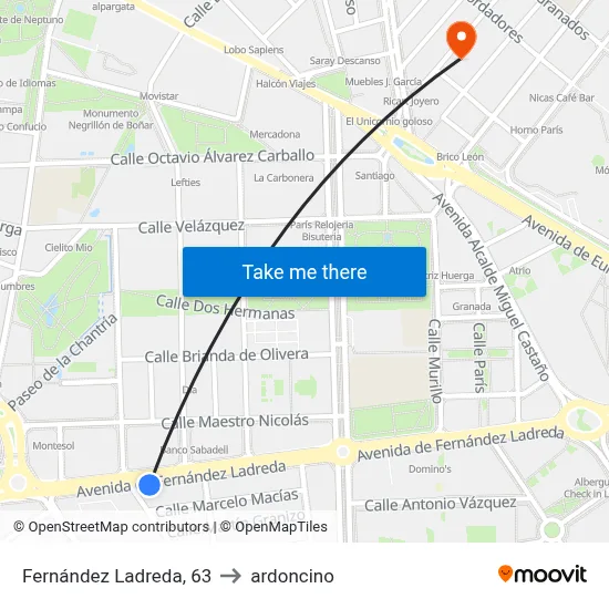 Fernández Ladreda, 63 to ardoncino map