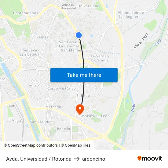 Avda. Universidad / Rotonda to ardoncino map