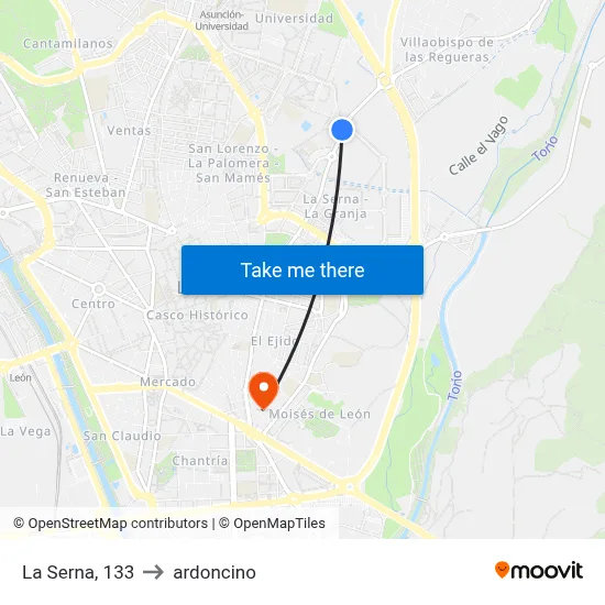 La Serna, 133 to ardoncino map