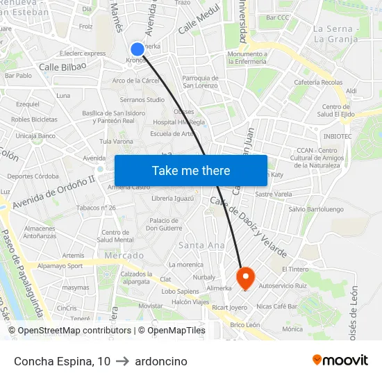 Concha Espina, 10 to ardoncino map