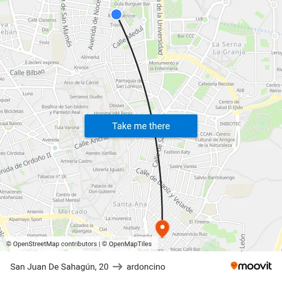 San Juan De Sahagún, 20 to ardoncino map
