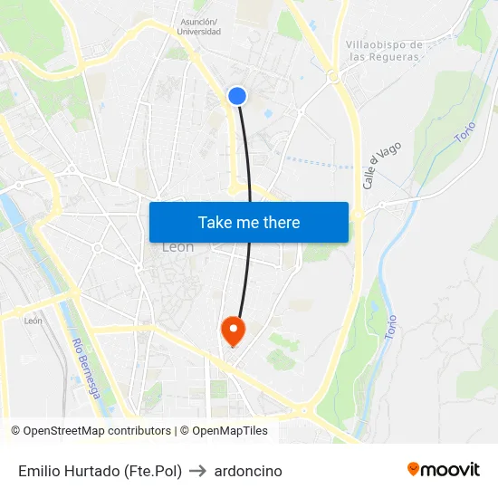 Emilio Hurtado (Fte.Pol) to ardoncino map