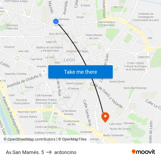 Av.San Mamés. 5 to ardoncino map