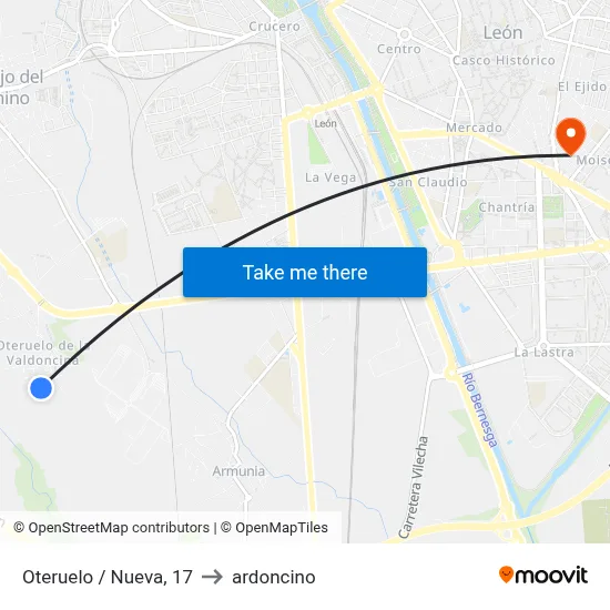Oteruelo / Nueva, 17 to ardoncino map