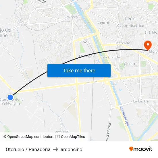 Oteruelo / Panadería to ardoncino map