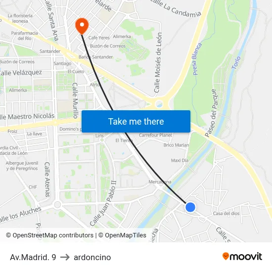Avda. Madrid, 9 to ardoncino map