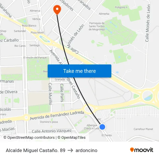 Alcalde Miguel Castaño. 89 to ardoncino map