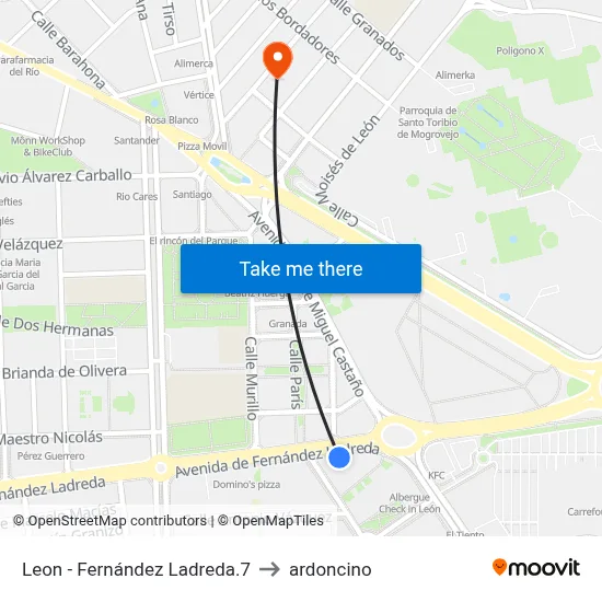 Leon - Fernández Ladreda.7 to ardoncino map