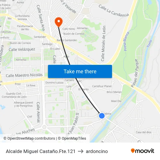 Alcalde Miguel Castaño.Fte.121 to ardoncino map