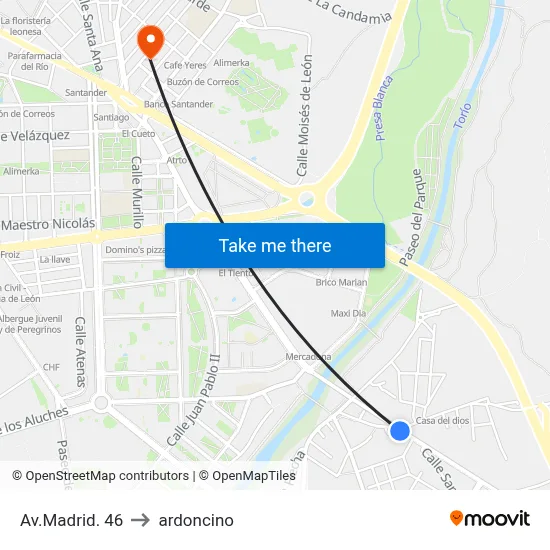 Avda. Madrid, 46 to ardoncino map