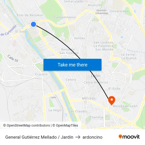 General Gutiérrez Mellado / Jardín to ardoncino map