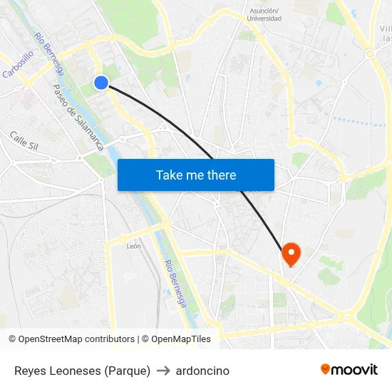 Reyes Leoneses (Parque) to ardoncino map
