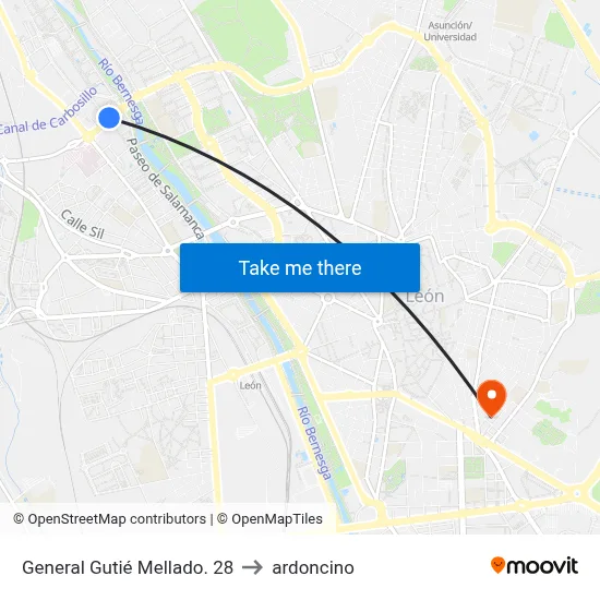 General Gutié Mellado. 28 to ardoncino map