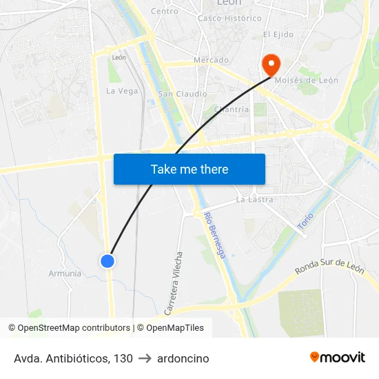Avda. Antibióticos, 130 to ardoncino map