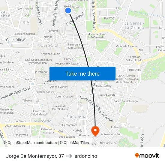 Jorge De Montemayor, 37 to ardoncino map
