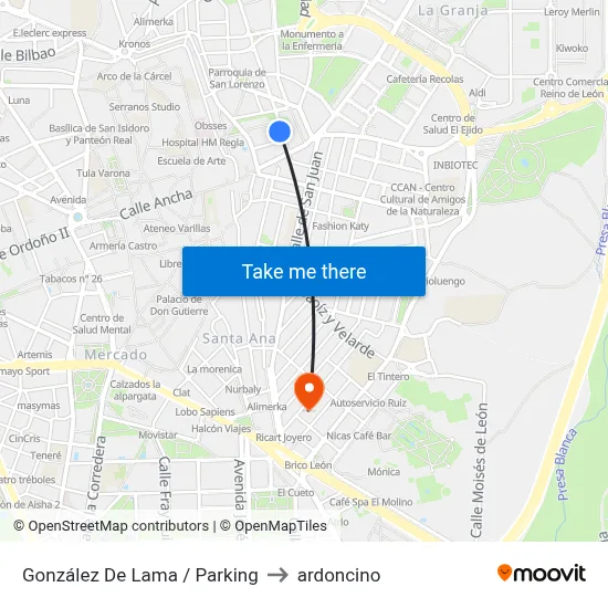 González De Lama / Parking to ardoncino map