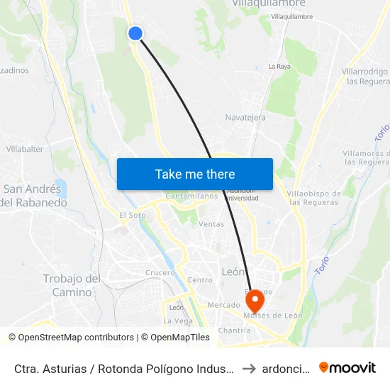 Ctra. Asturias / Rotonda Polígono Industrial to ardoncino map
