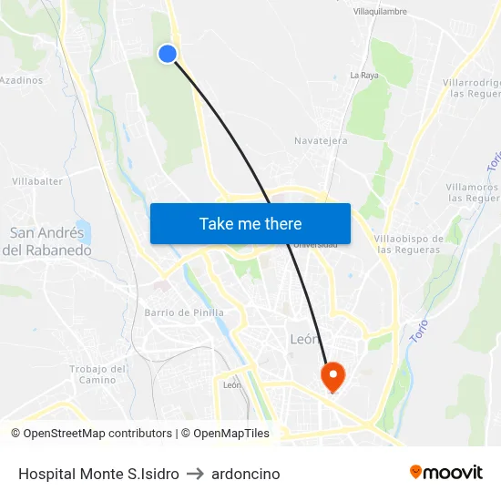Hospital Monte S.Isidro to ardoncino map