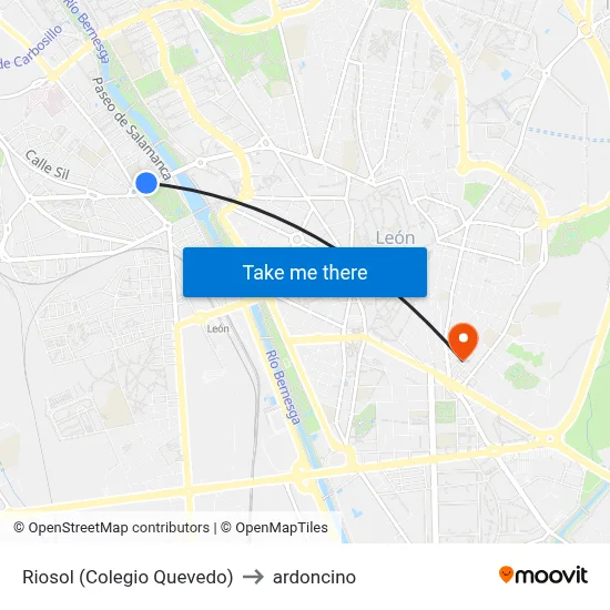 Riosol (Colegio Quevedo) to ardoncino map