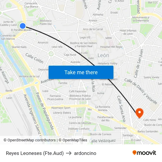 Reyes Leoneses (Fte.Aud) to ardoncino map