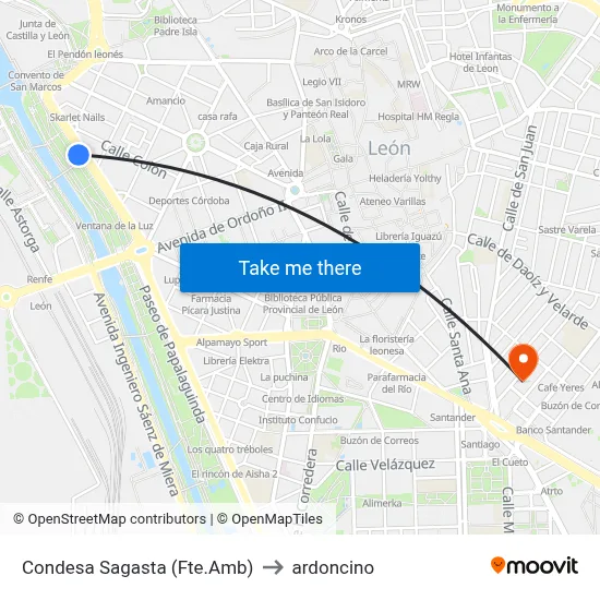 Condesa Sagasta (Fte.Amb) to ardoncino map