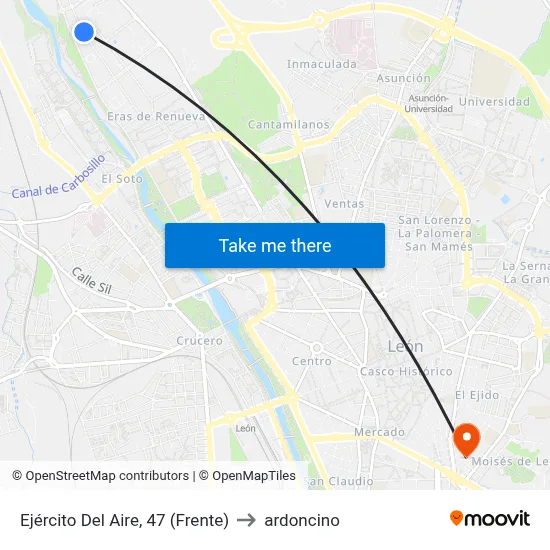 Ejército Del Aire, 47 (Frente) to ardoncino map