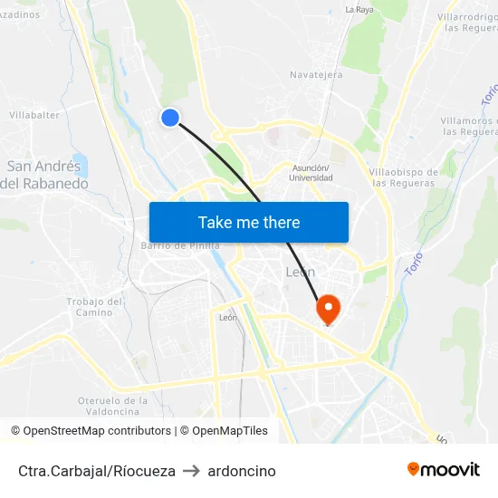 Ctra.Carbajal/Ríocueza to ardoncino map