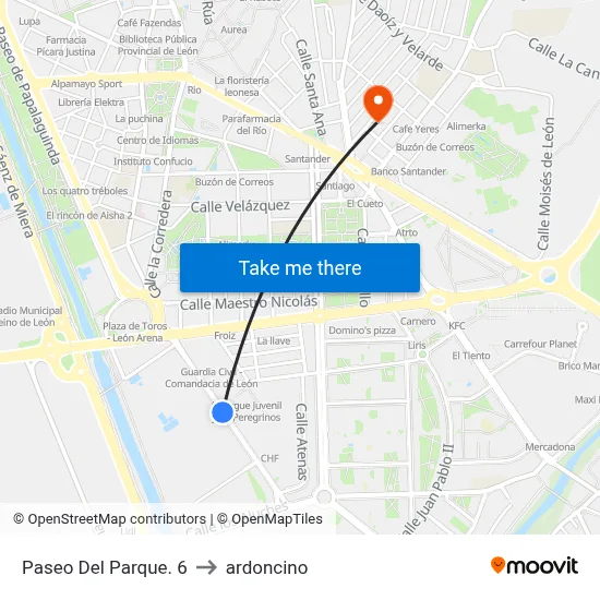 Paseo Del Parque. 6 to ardoncino map