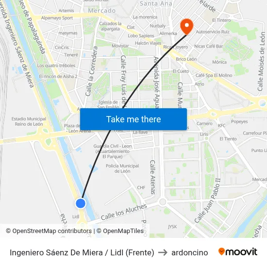 Ingeniero Sáenz De Miera / Lidl (Frente) to ardoncino map