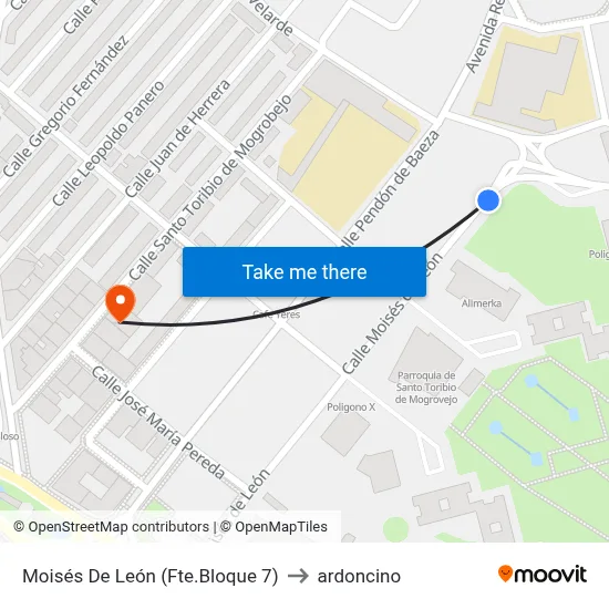 Moisés De León (Fte.Bloque 7) to ardoncino map