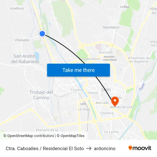Ctra. Caboalles / Residencial El Soto to ardoncino map