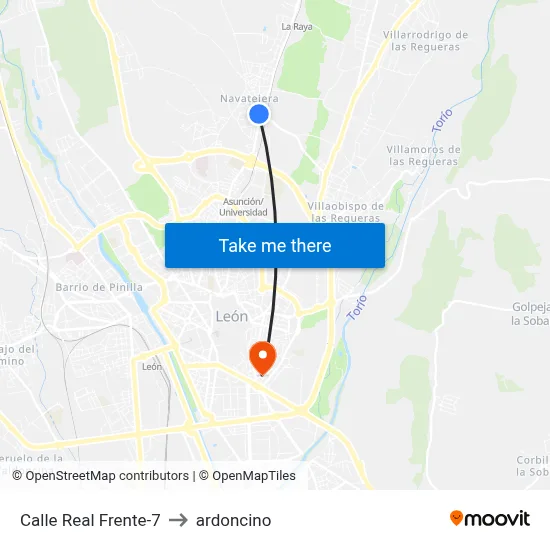 Calle Real Frente-7 to ardoncino map