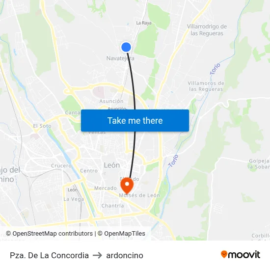 Pza. De La Concordia to ardoncino map