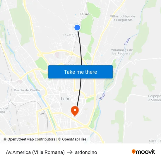 Av.America (Villa Romana) to ardoncino map