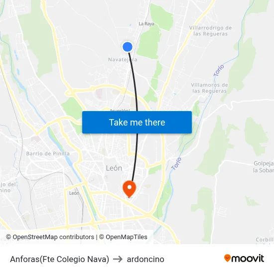 Anforas(Fte Colegio Nava) to ardoncino map