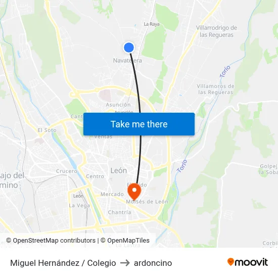 Miguel Hernández / Colegio to ardoncino map