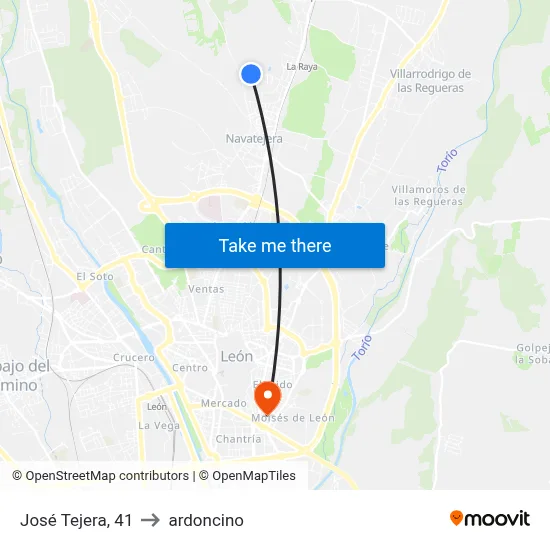 José Tejera, 41 to ardoncino map