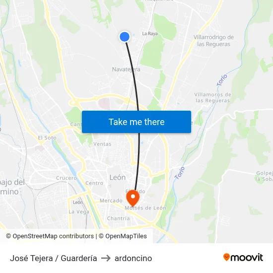 José Tejera / Guardería to ardoncino map