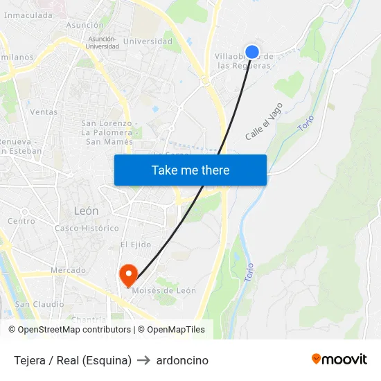 Tejera / Real (Esquina) to ardoncino map