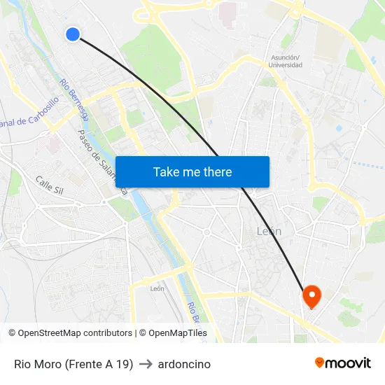 Rio Moro (Frente A 19) to ardoncino map