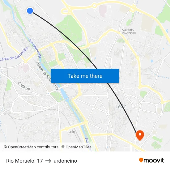 Rio Moruelo. 17 to ardoncino map