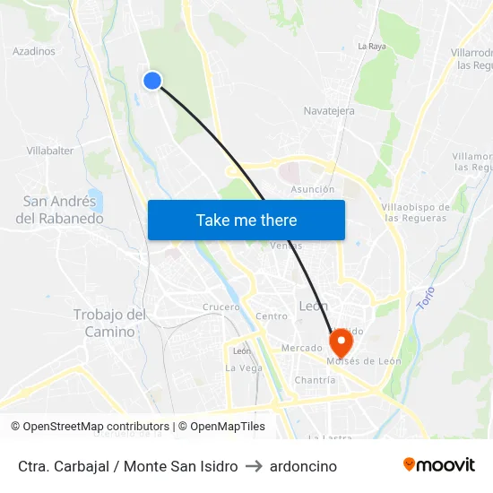 Ctra. Carbajal / Monte San Isidro to ardoncino map