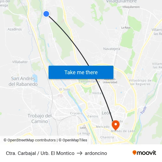 Ctra. Carbajal / Urb. El Montico to ardoncino map