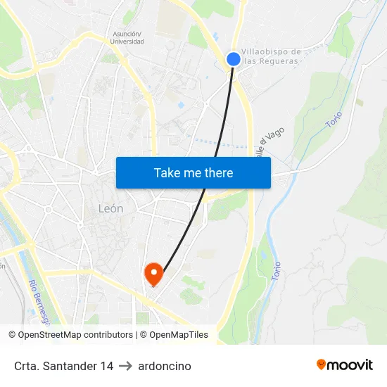 Crta. Santander 14 to ardoncino map