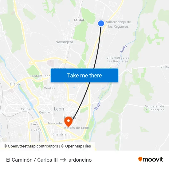 El Caminón / Carlos III to ardoncino map